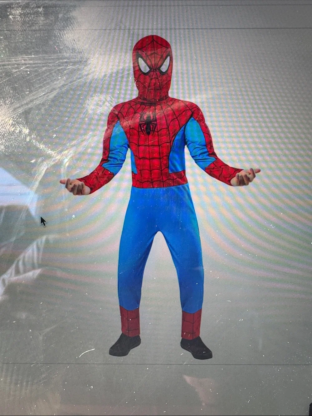 Marvel Spider-Man Muscle Kids Costume with Full Over Head Mask. Sz Medium Kids.